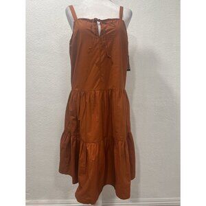 Melrose+Market Dress M Tiered 100% Cotton Spaghetti Straps  Tie Front Summer